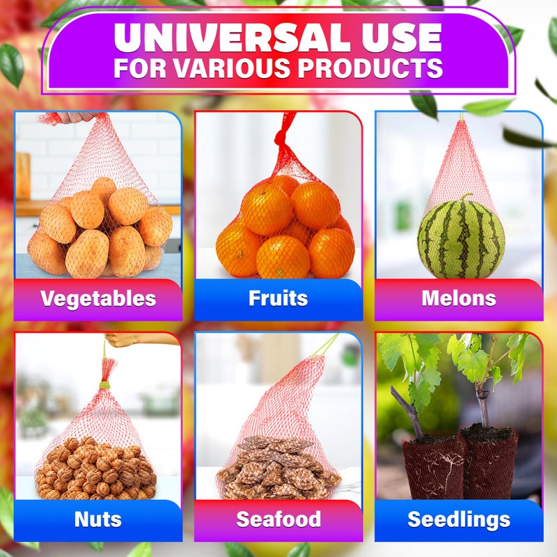 DIMROM 100 Pieces Reusable Nylon Mesh Net - Fruit and Vegetable Storage 24"L - Seafood Boil Bags Red Mesh Net Bag Small Netting for Produce Ideal for Onion Potato Garlic Storage Shellfish Crab Crawfish Sacks - Image 5